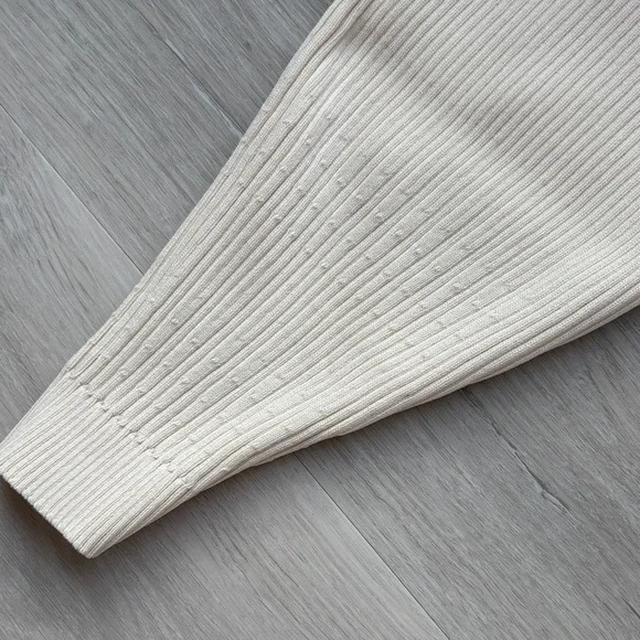 Zara Cream Wide Leg Ribbed Pants - Picture 4 of 4